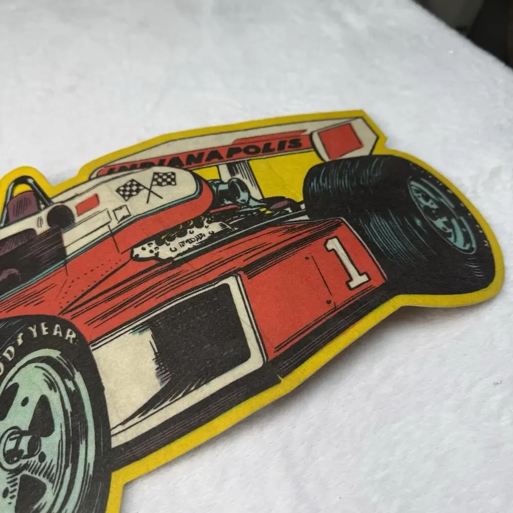 Vtg Race Car Indianapolis Motor Speedway Large Felt Banner 9x23